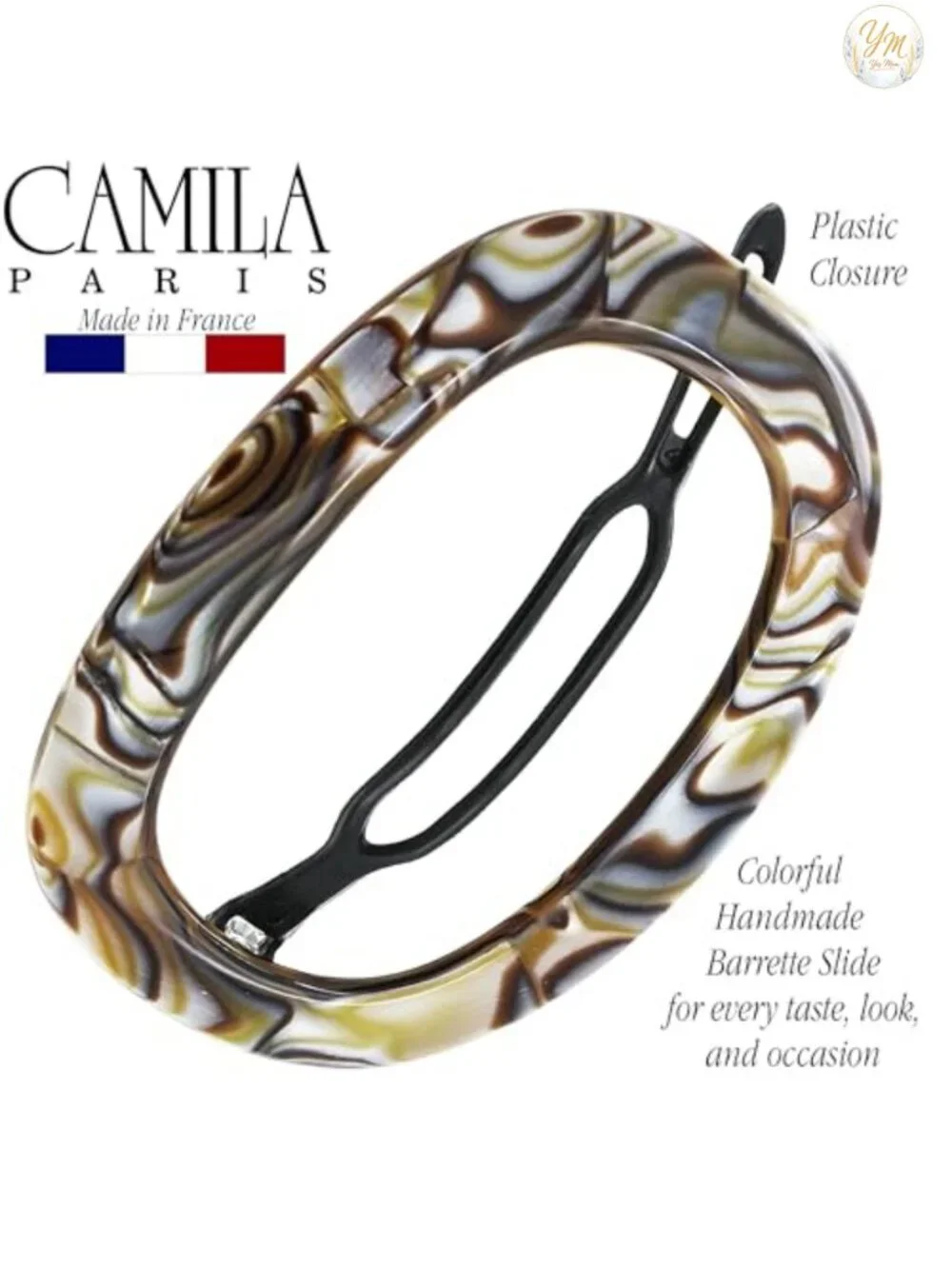 Handmade French Hair Barrette Clip for Women, Metal-Free Strong Hold Grip,